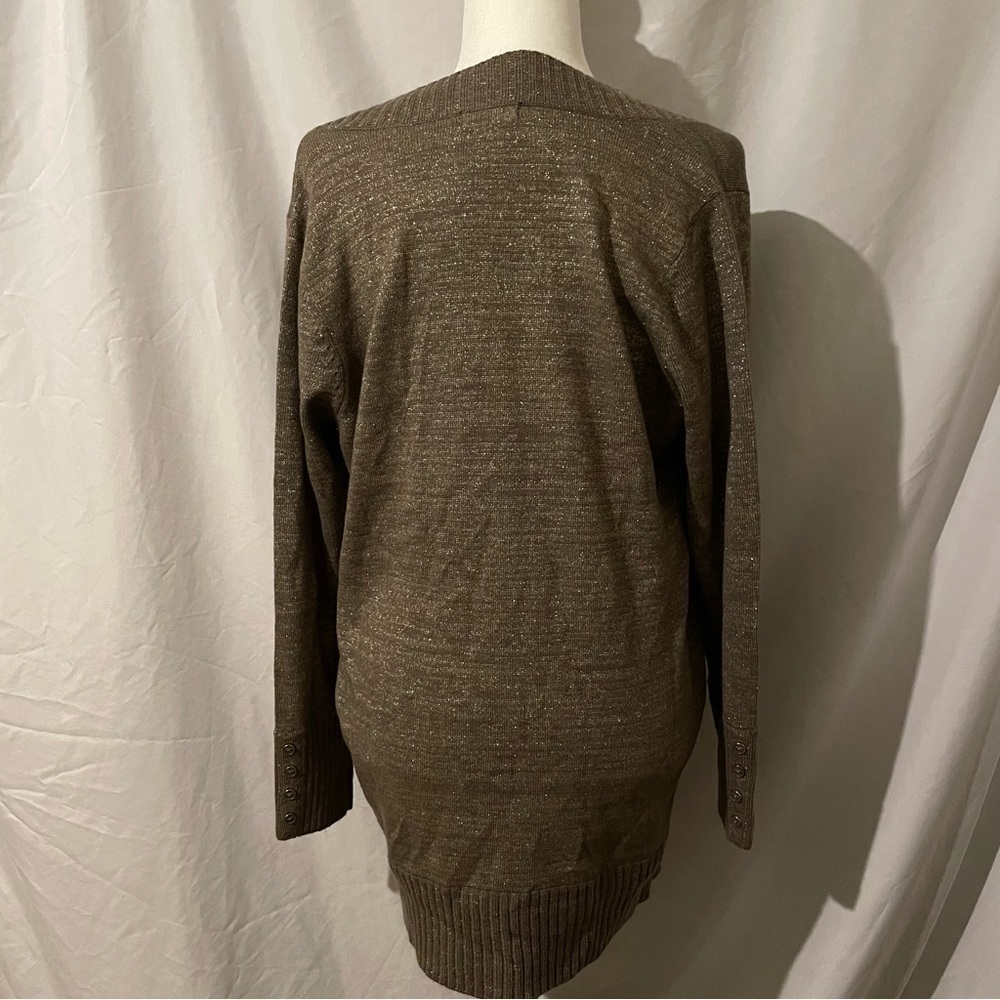 Reitmans Women’s Size 1X Chunky Knit Tawny Gold Metallic Woven Crewneck Sweater - Picture 3 of 8